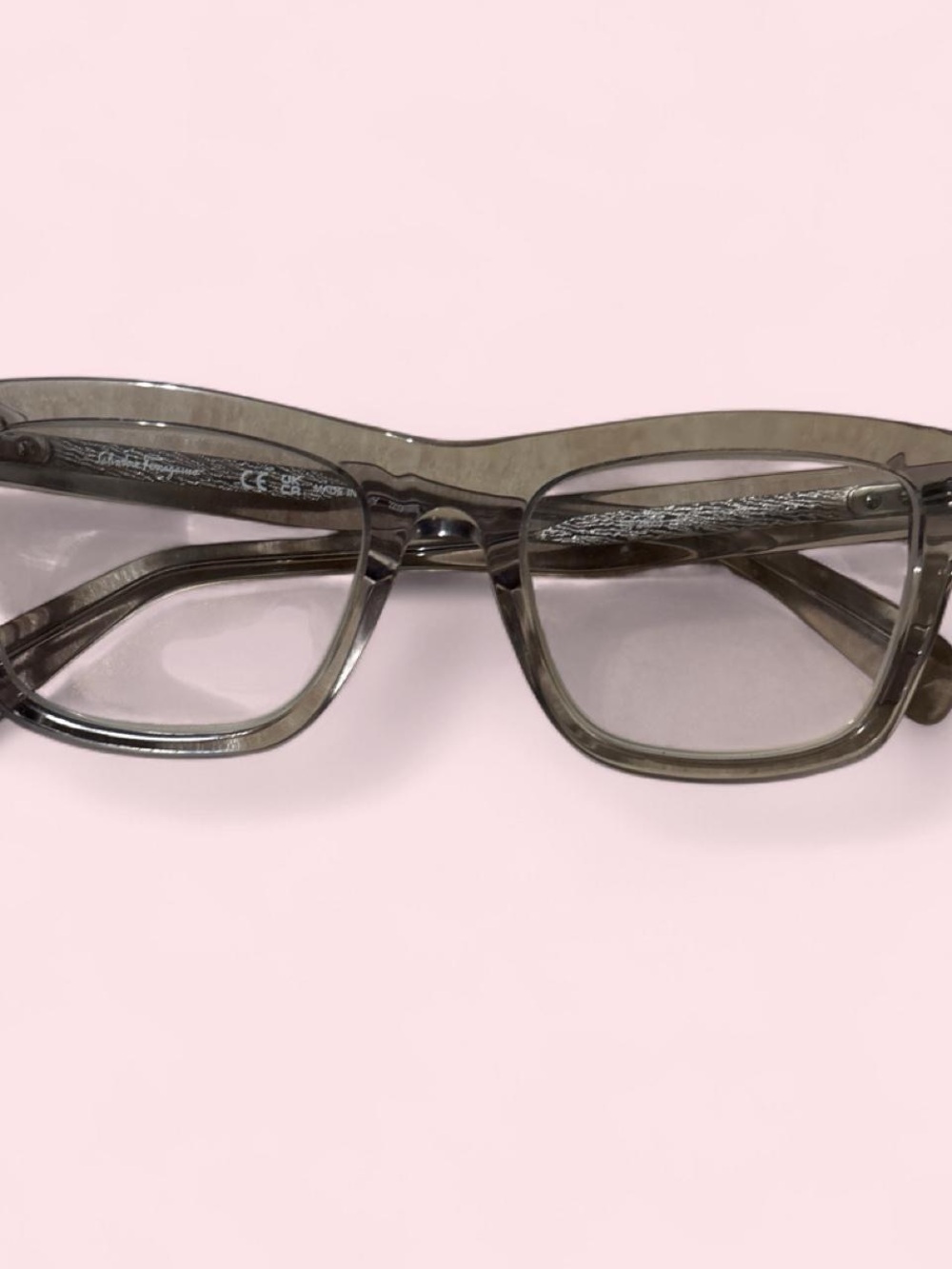 Salvatore Ferragamo Gray Transparent Rectangular Women's Glasses